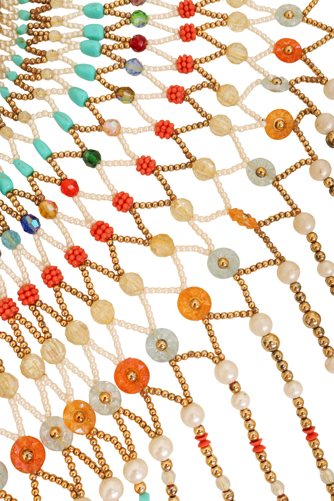 Beaded Net Cape Necklace beads close @ Recess LA