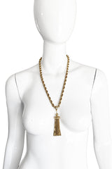 Vintage Monet Mixed Chain Tassel Necklace on mannequin @recess la