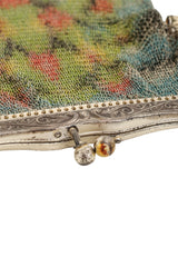 Vintage Whiting & Davis Silver Frame Abstract Mesh Bag clasp tarnish @ Recess LA