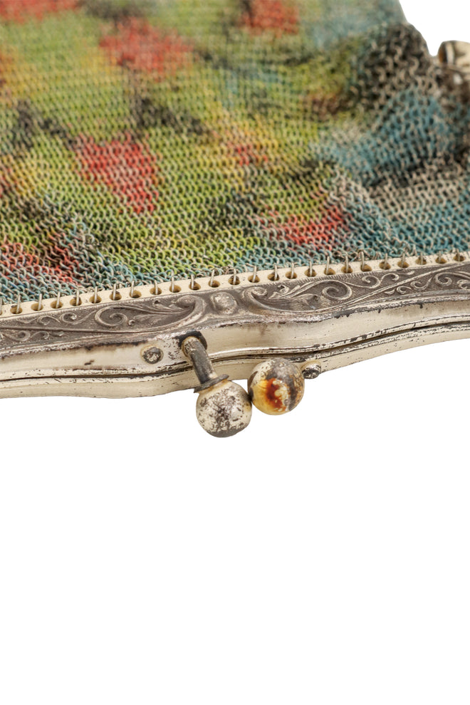 Vintage Whiting & Davis Silver Frame Abstract Mesh Bag clasp tarnish @ Recess LA