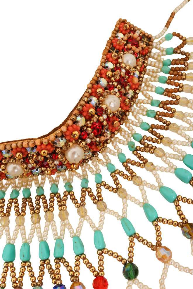 Beaded Net Cape Necklace neck close @ Recess LA