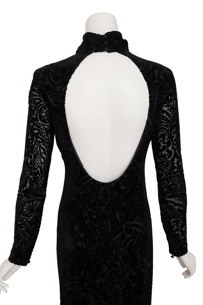 velvet gown by Ralph Lauren on mannequin back close @ Recess LA