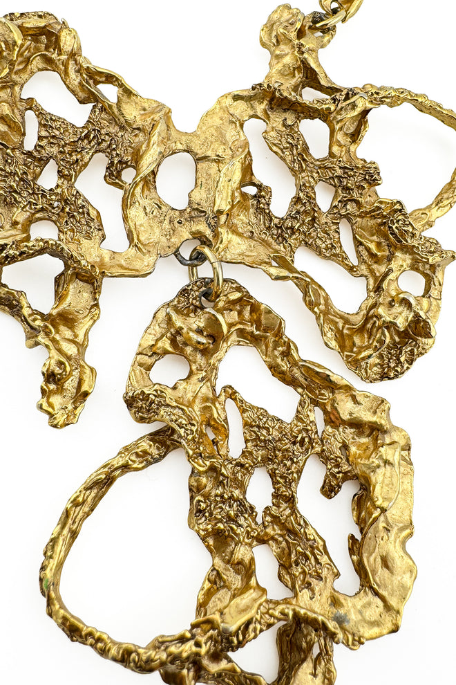 Vintage Erwin Pearl Organic Brutalist Pendant Necklace II front detail @recess la