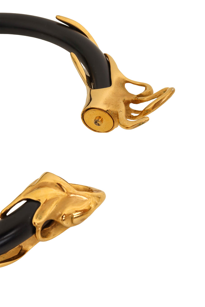 Brutalist Gilded Tube Collar II clasp open @ Recess LA