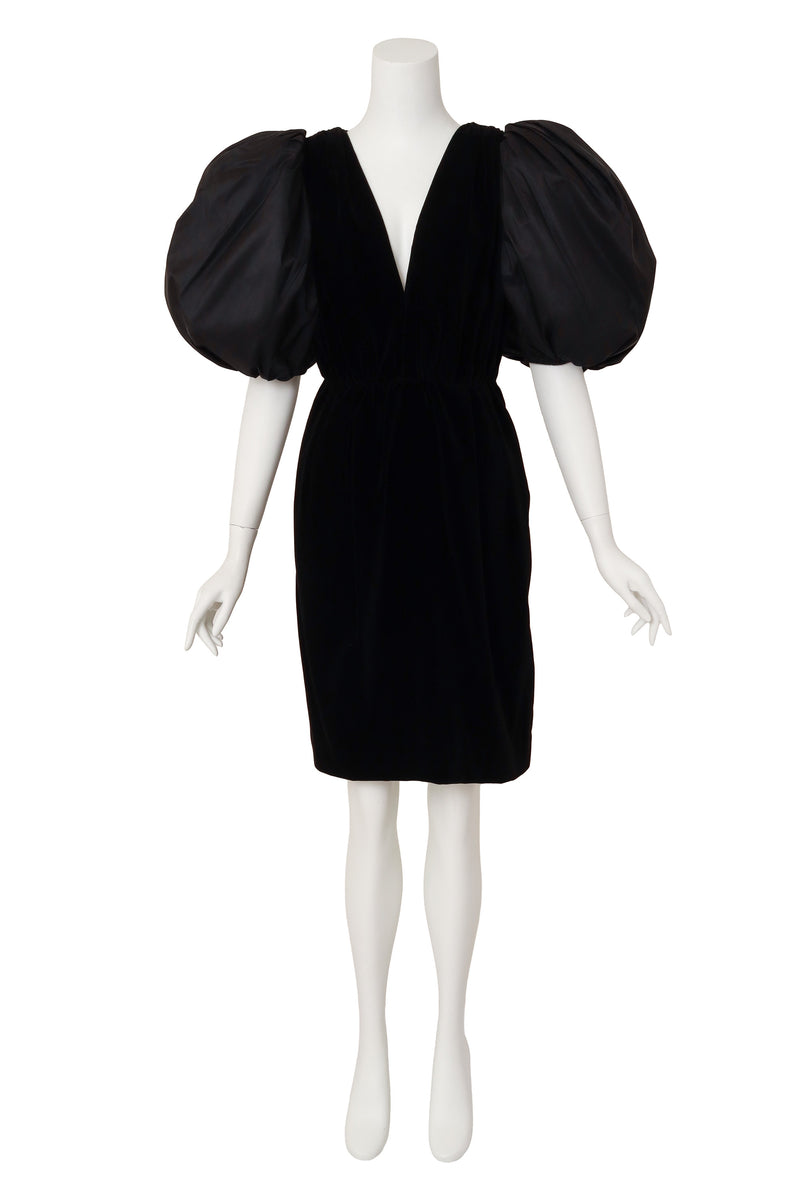 Vintage Yves Saint Laurent 1982 F/W Velvet Balloon Sleeve Dress
