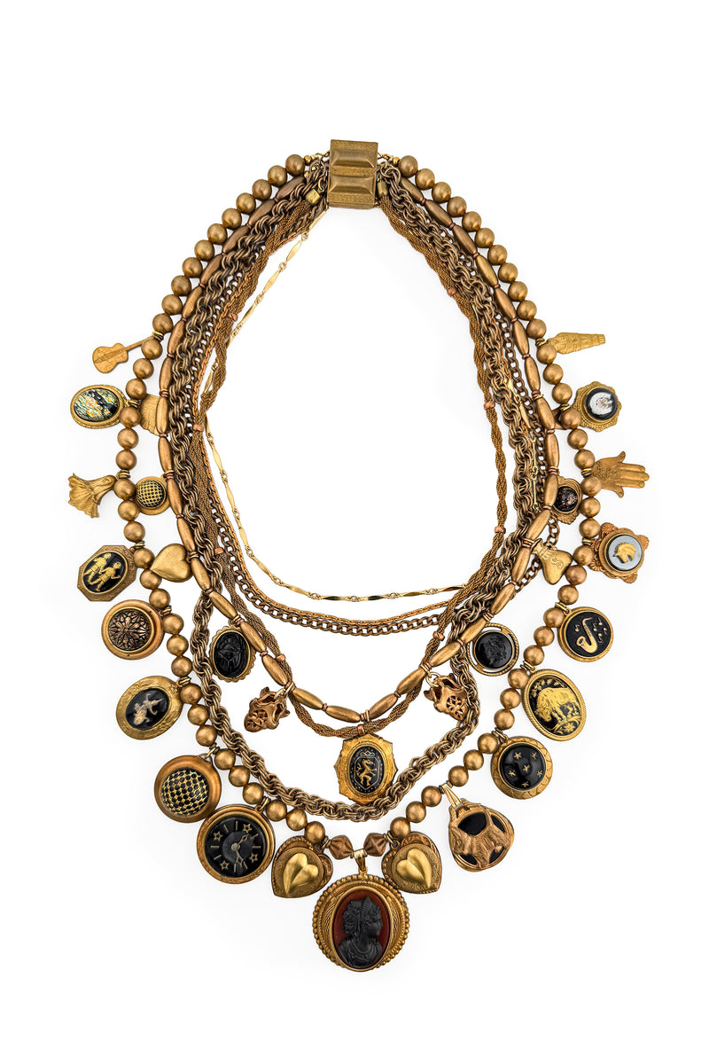 Vintage Multistrand Cameo Charm Necklace @recess la