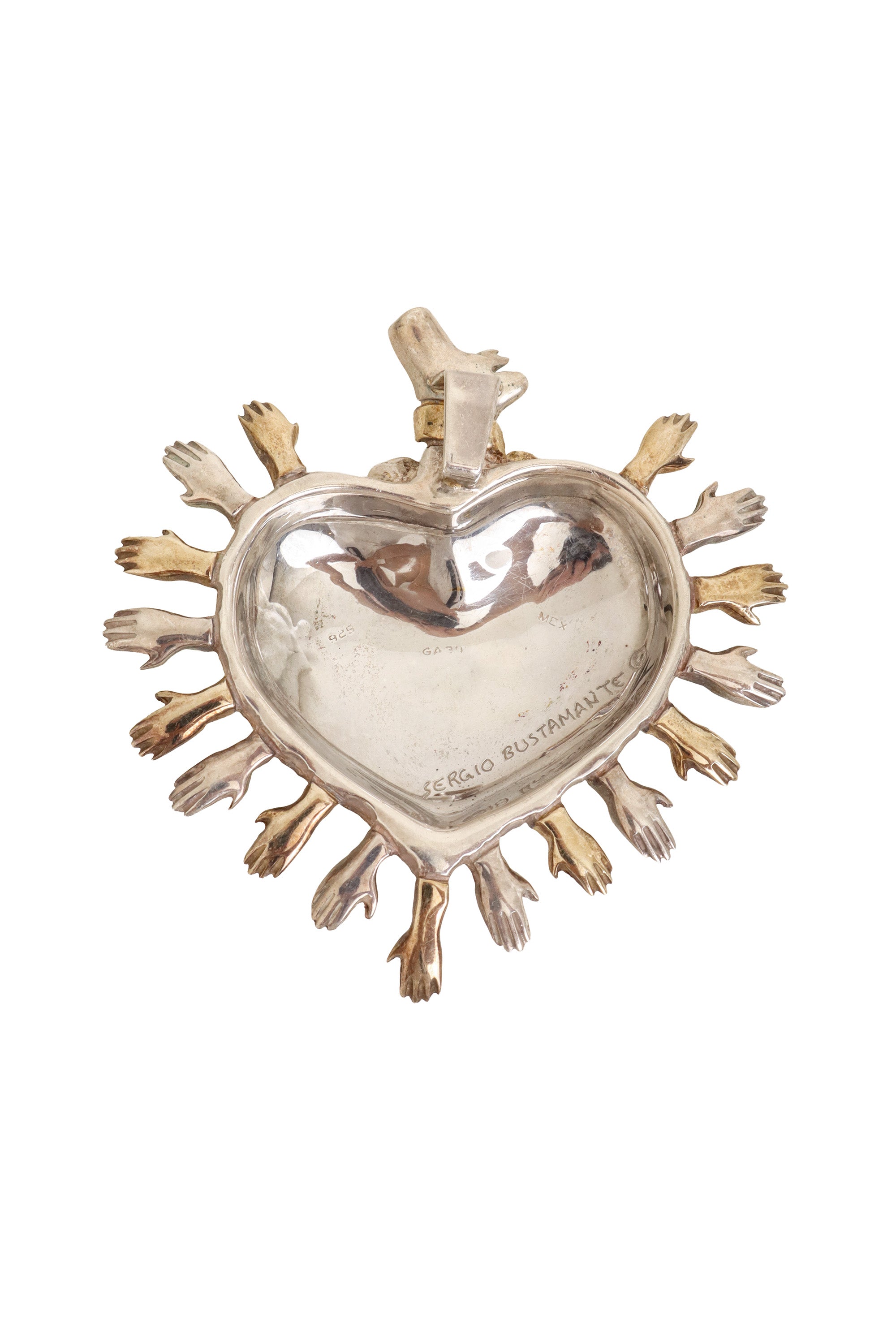 Hand Heart Pendant by Sergio Bustamante back side @ Recess LA