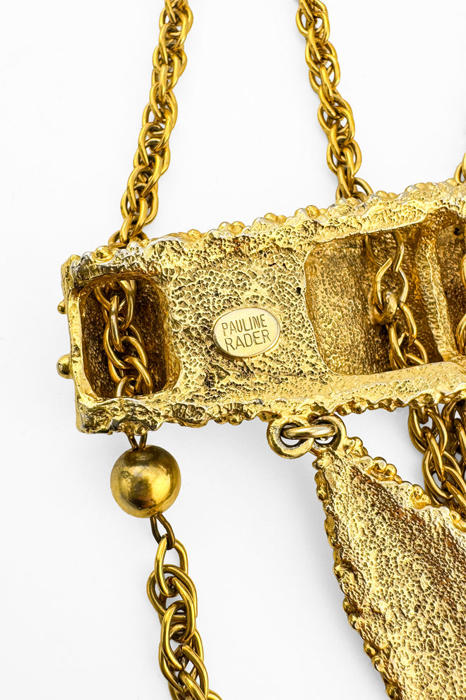 Vintage Pauline Rader Byzantine Teardrop Drape Necklace signature cartouche @recess la