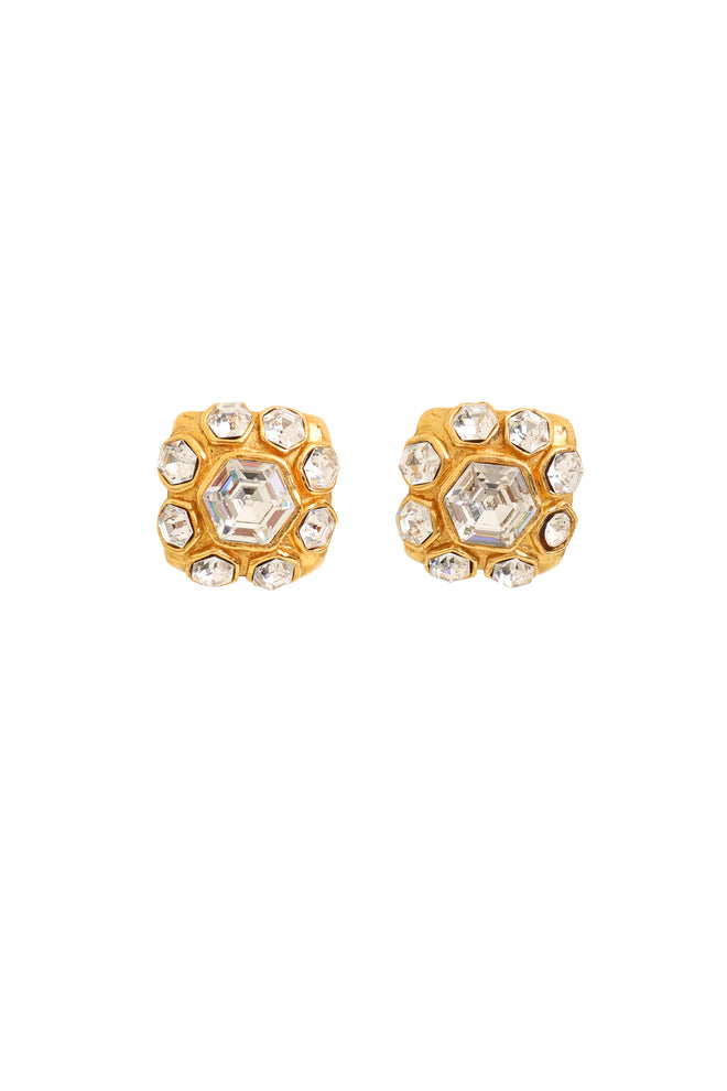 Honeycomb Crystal Button Earrings by Chanel @ Recess LA