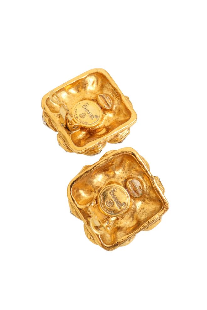 Honeycomb Crystal Button Earrings by Chanel logos @ Recess LA