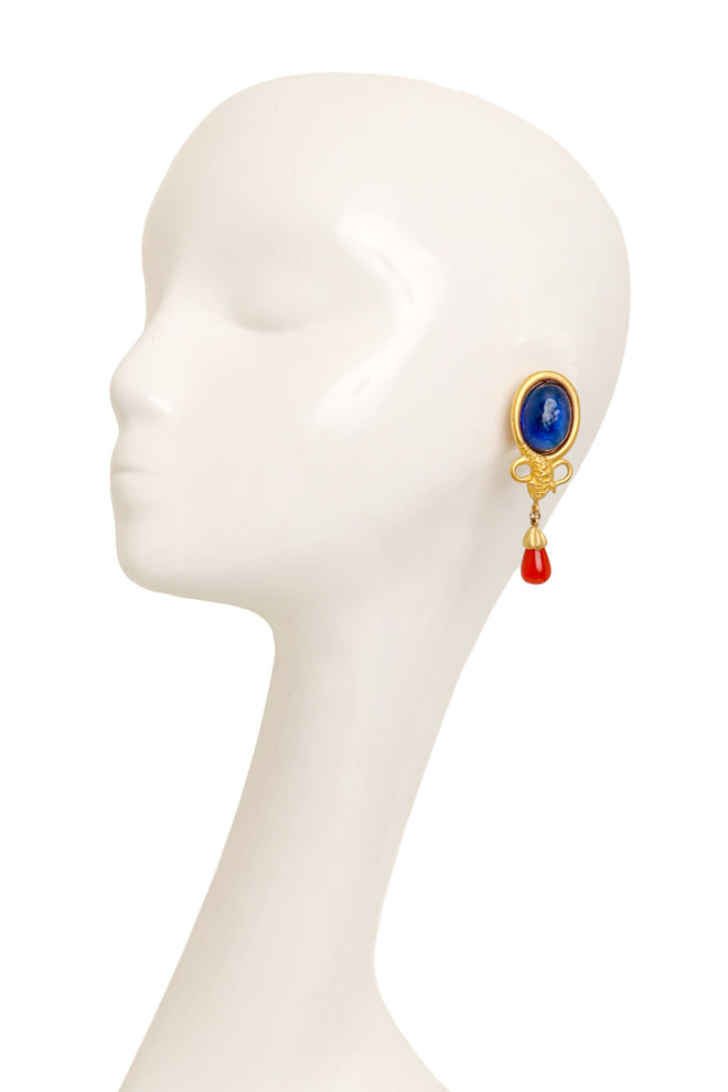 Cabochon Koi Drop Earrings by Karl Lagerfeld on mannequin @ Recess LA