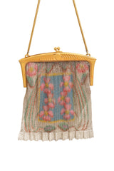 Vintage Whiting & Davis Floral Frame Mesh Bag close @ Recess LA
