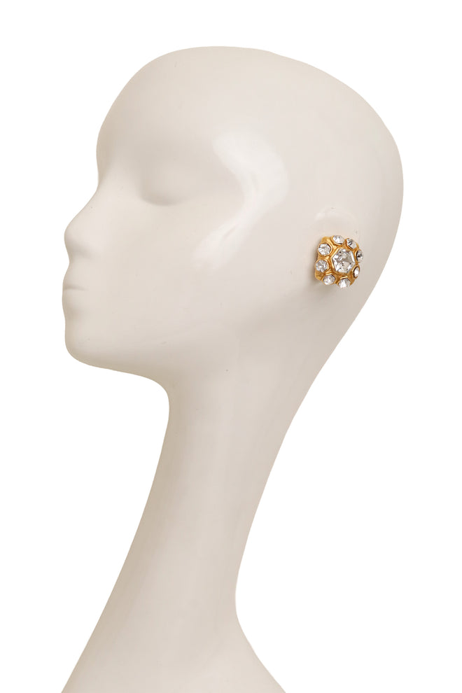 Honeycomb Crystal Button Earrings by Chanel on mannequin @ Recess LA