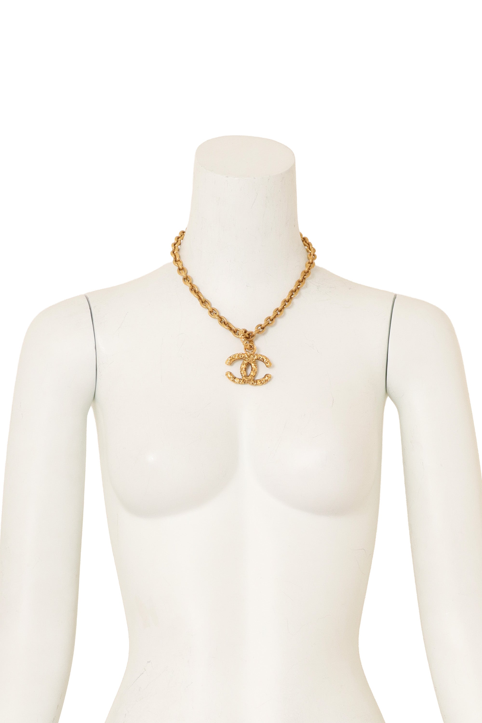 Textured CC Pendant Necklace by Chanel on mannequin @ Recess LA