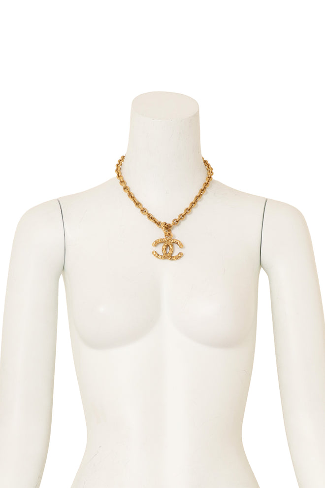 Textured CC Pendant Necklace by Chanel on mannequin @ Recess LA