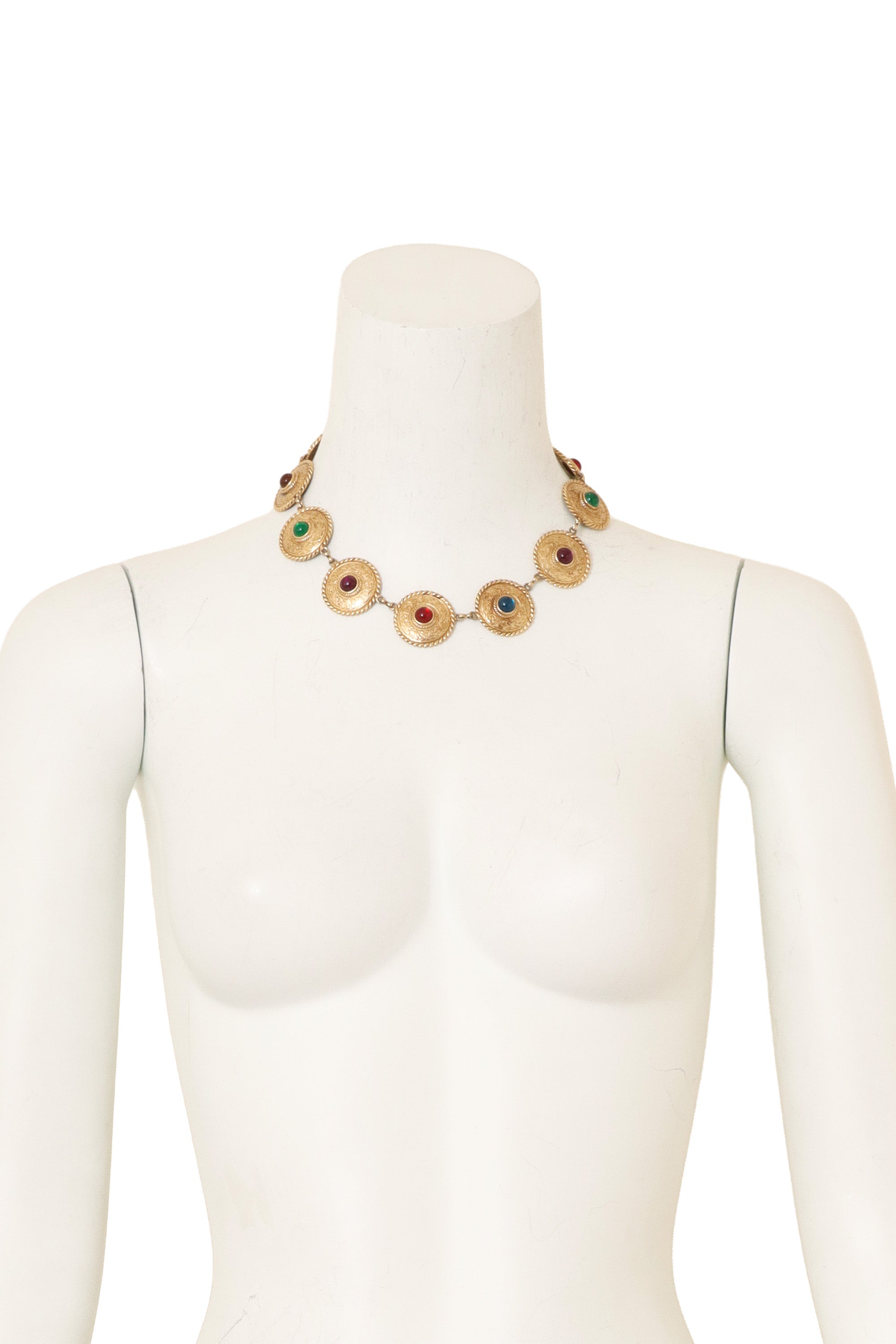 Byzantine Cabochon Medallion Necklace by Givenchy on mannequin @ Recess LA