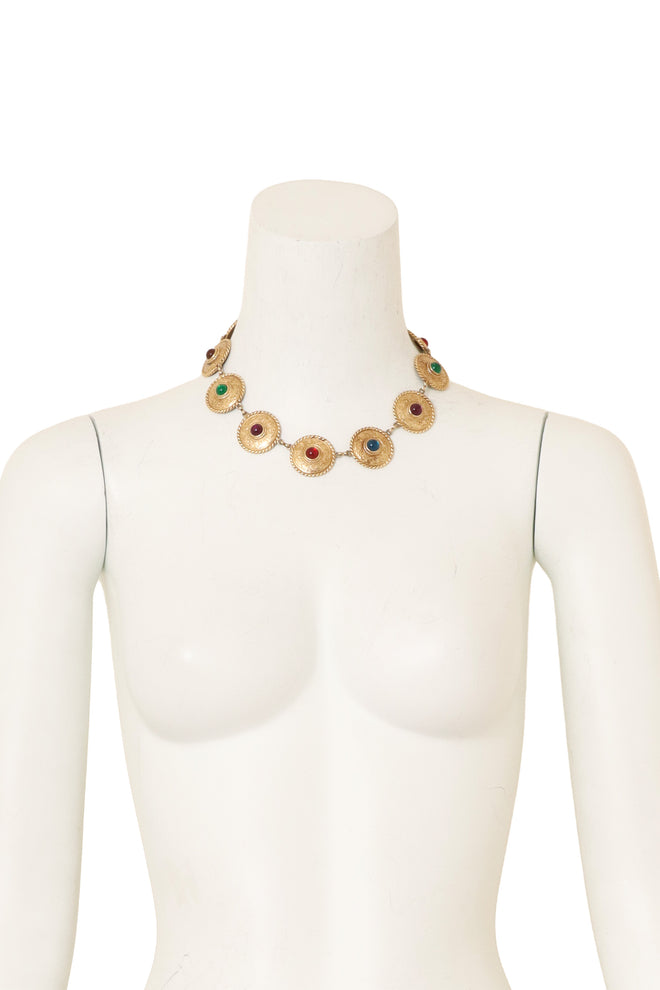 Byzantine Cabochon Medallion Necklace by Givenchy on mannequin @ Recess LA