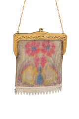 Vintage Whiting & Davis Symmetry Floral Mesh Bag close @ Recess LA