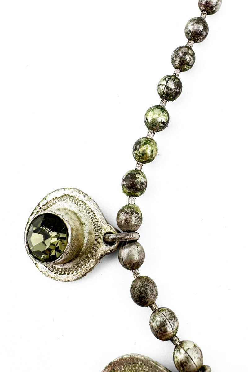Vintage Jean Paul Gaultier Crystal Keyhole Charm Necklace wear closeup @recess la