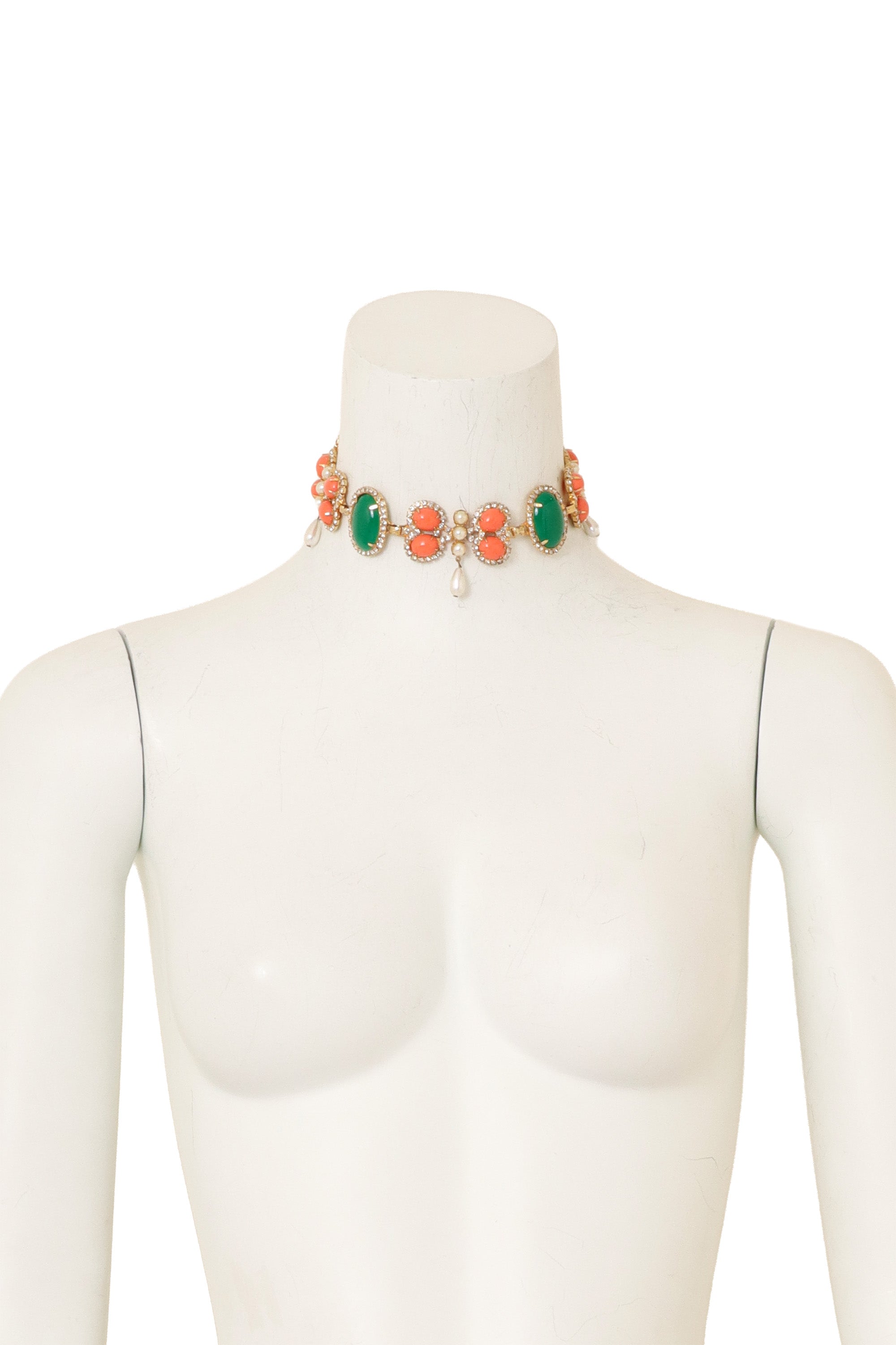Cabochon Crystal Pearl Drop Choker by KJL on mannequin @ Recess LA