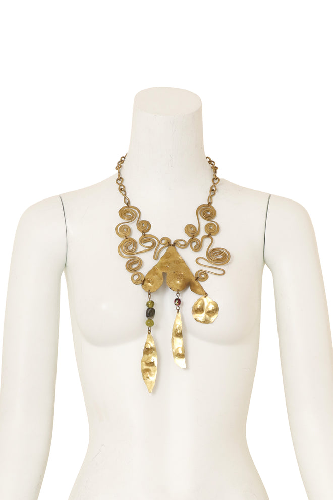 Artisan Hammered Bib Necklace on mannequin @ Recess LA