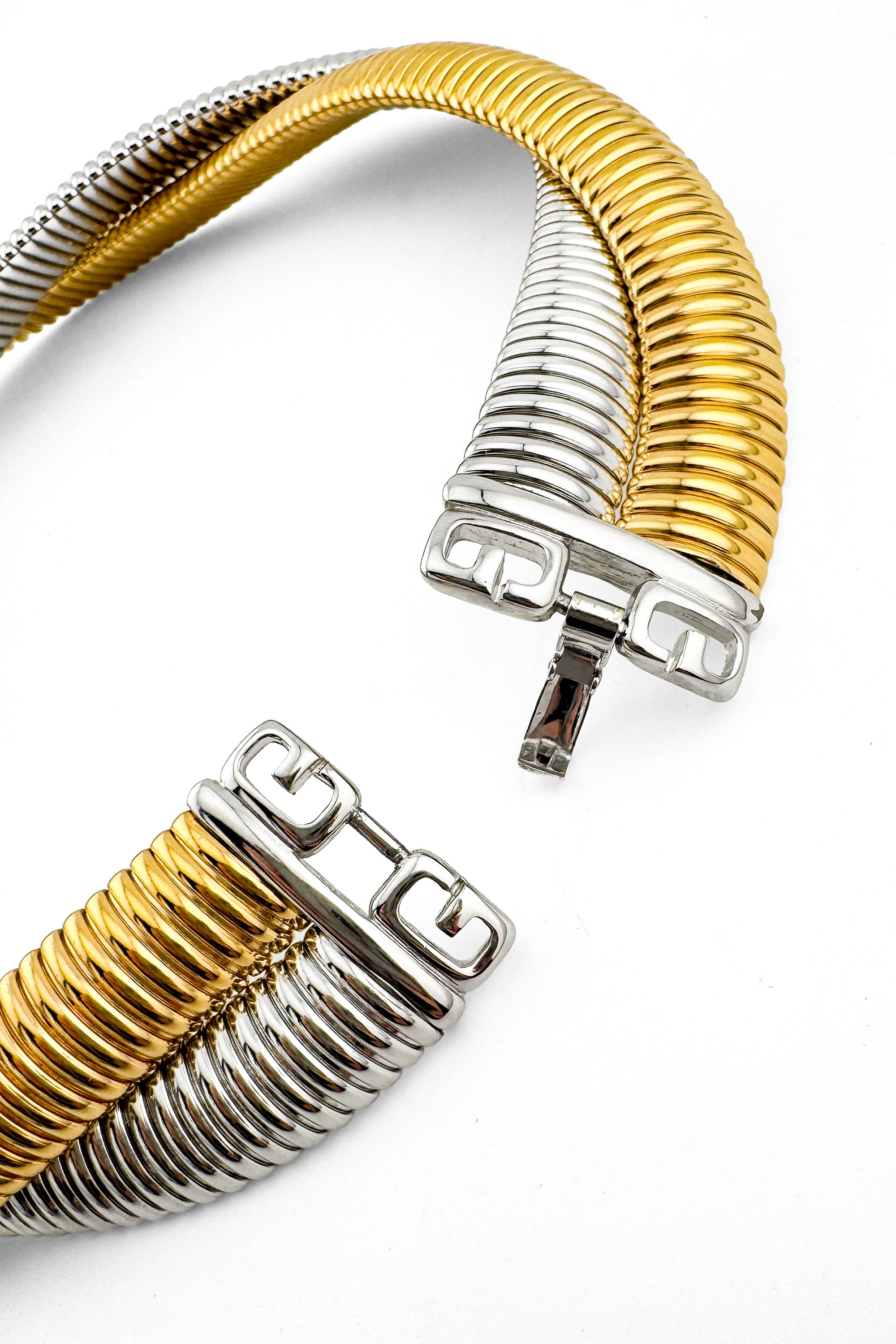 Vintage Two-Tone Snake Collar Necklace clasp @recess la