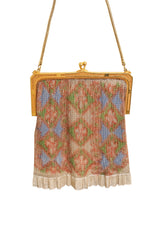 Vintage Whiting & Davis Diamond Floral Mesh Bag II close @ Recess LA