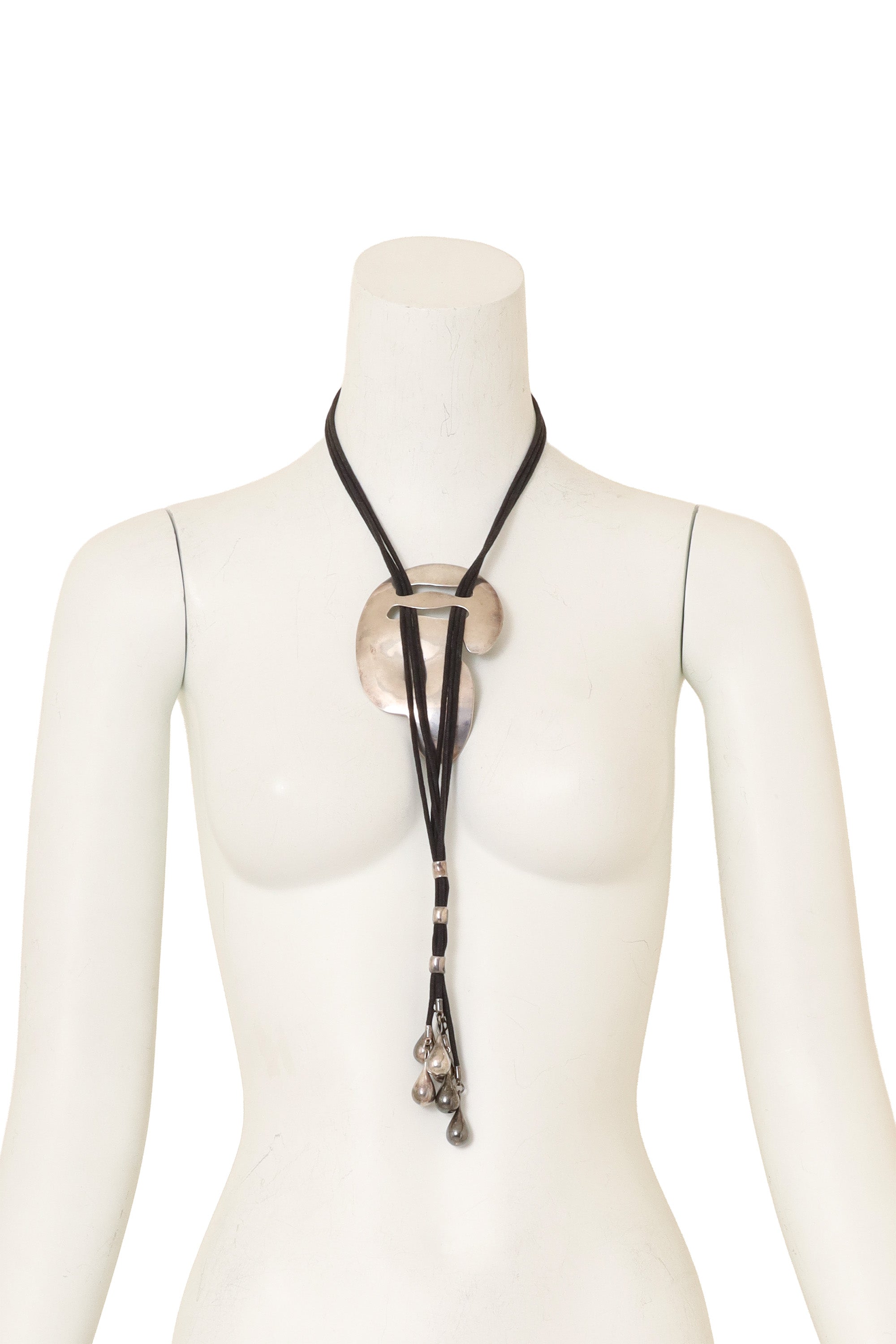 Sterling Artisan Pendant Cord Necklace on mannequin @ Recess LA
