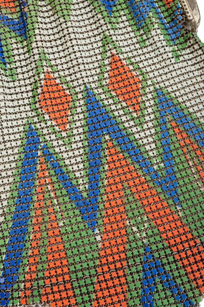 Vintage Whiting & Davis Geo Chevron Mesh Bag print close @ Recess LA