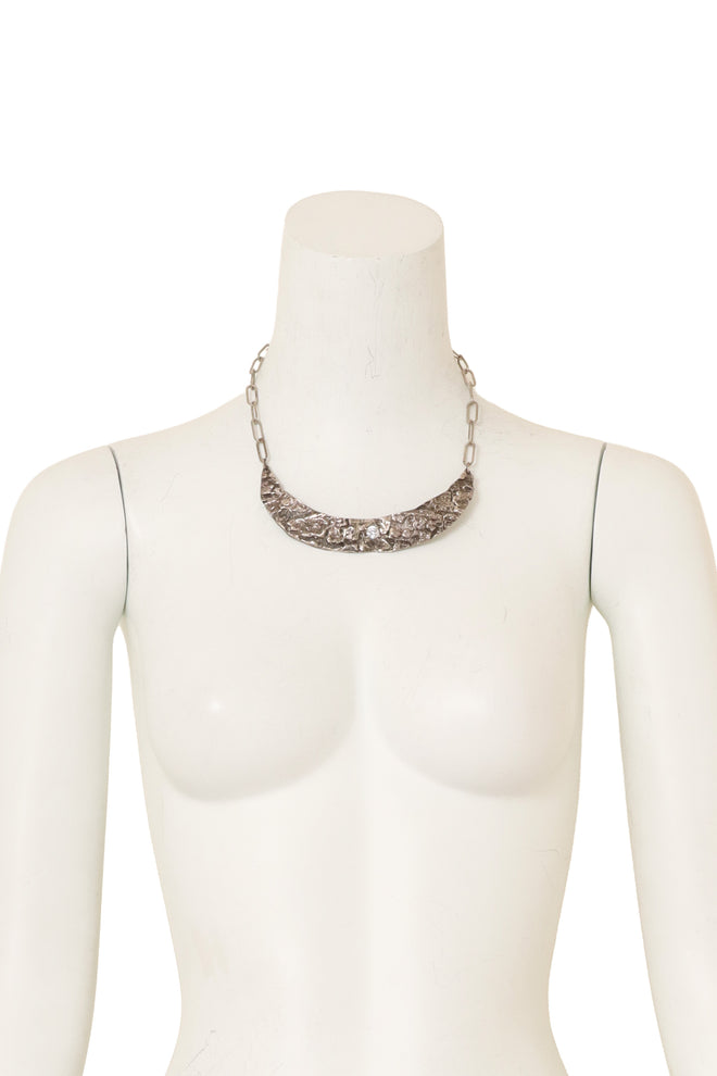 Hammered Crystal Crescent Collar Necklace on mannequin @ Recess LA