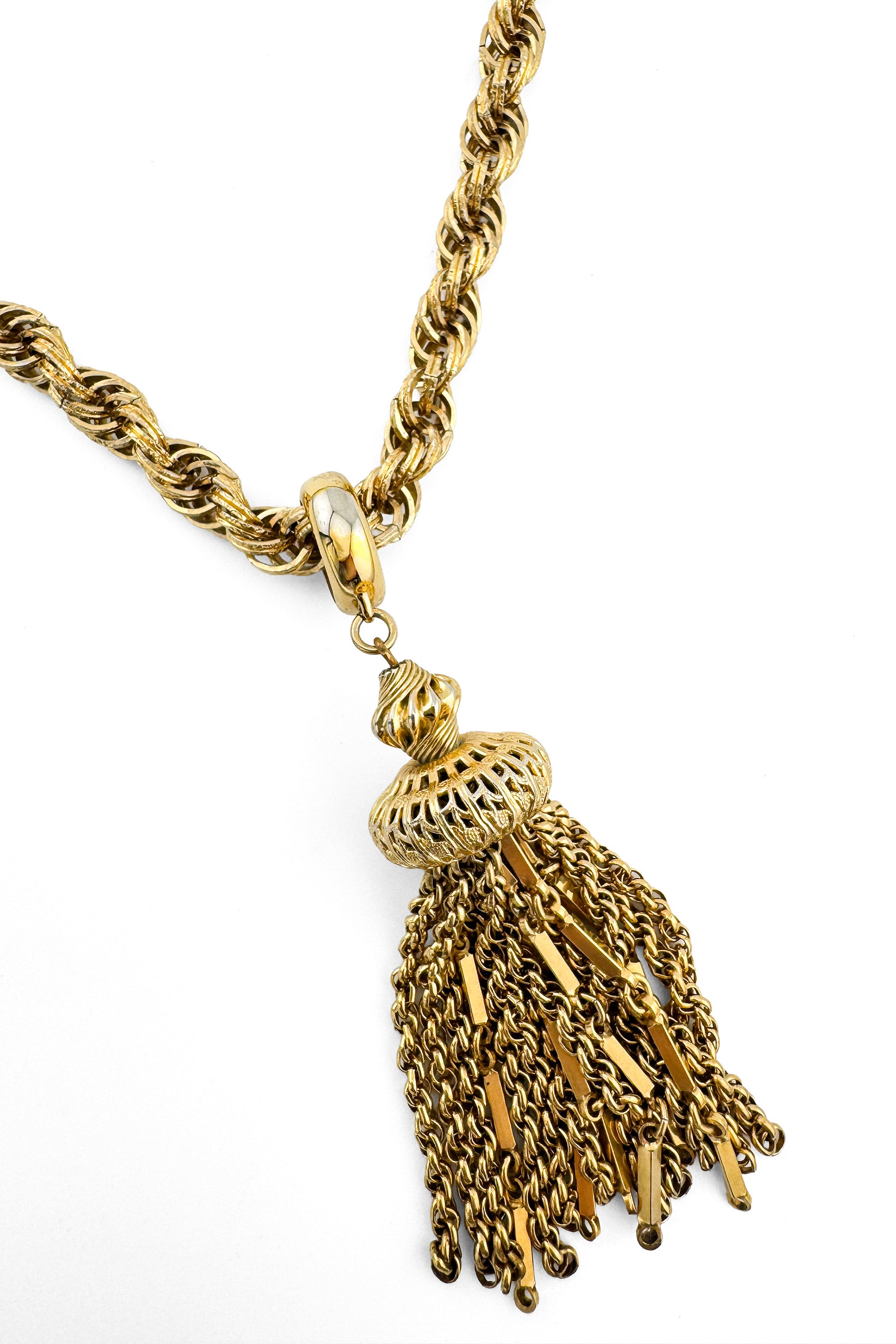 Vintage Monet Mixed Chain Tassel Necklace detail @recess la