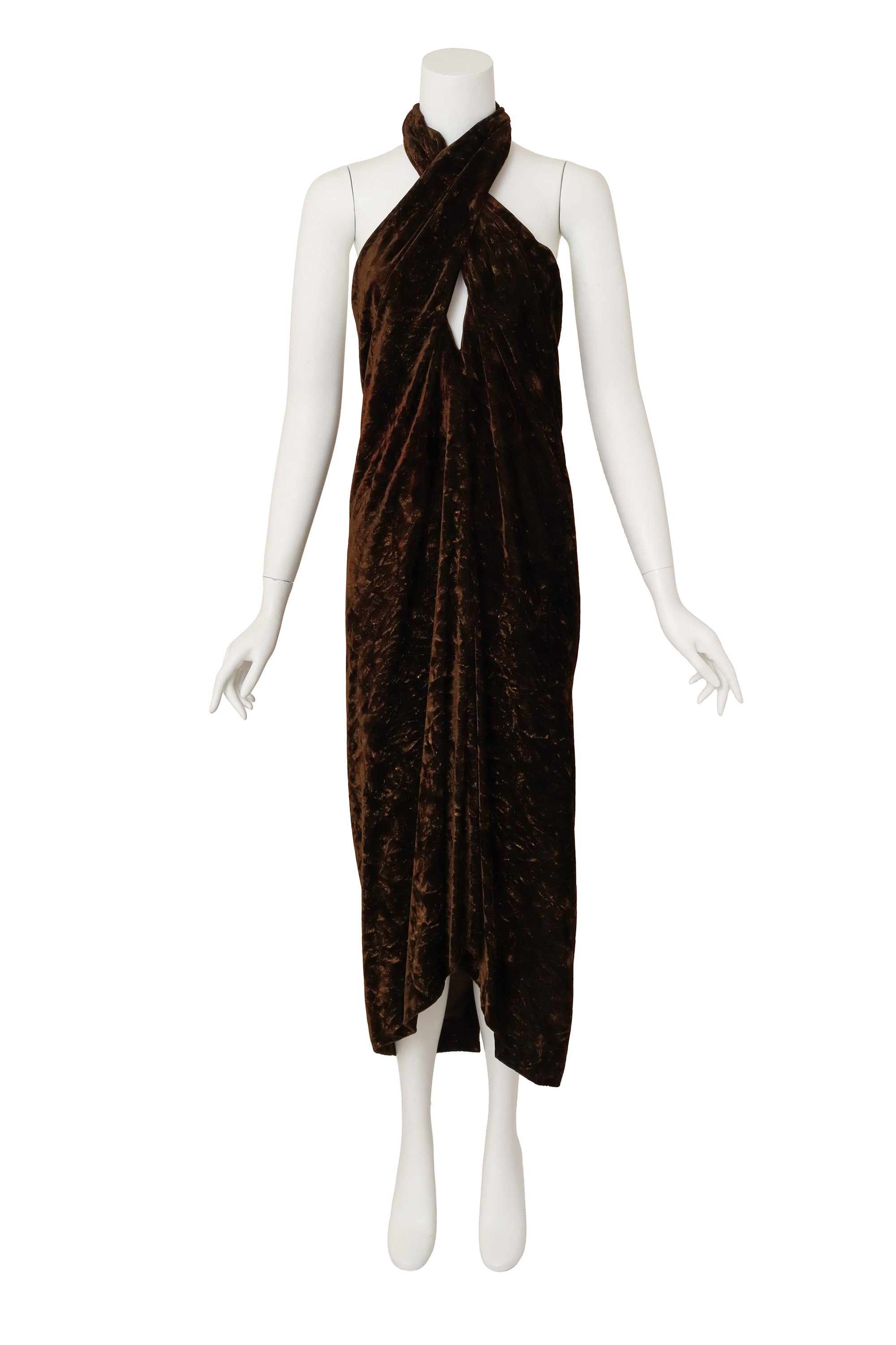 halter dress by Romeo Gigli on mannequin neck crossed @ Recess LA