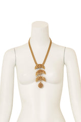 Ornate Crescent Drop Locket Necklace by Goldette on mannequin @ Recess LA