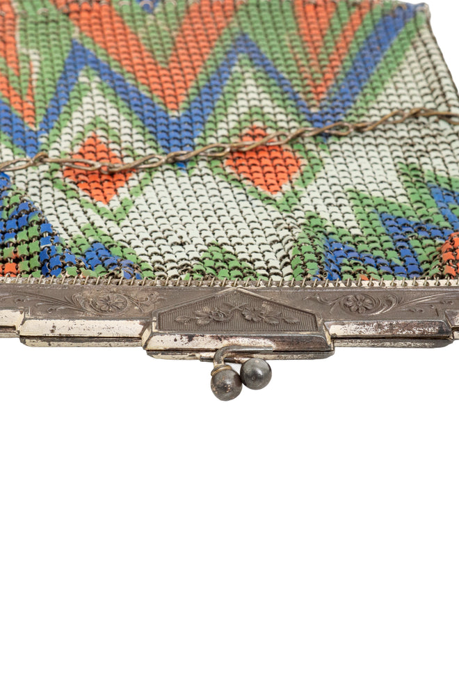 Vintage Whiting & Davis Geo Chevron Mesh Bag tarnish @ Recess LA