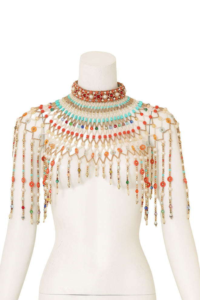 Beaded Net Cape Necklace on mannequin @ Recess LA