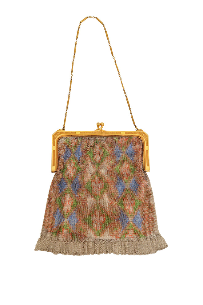 Vintage Whiting & Davis  Diamond Floral Mesh Bag @ Recess LA