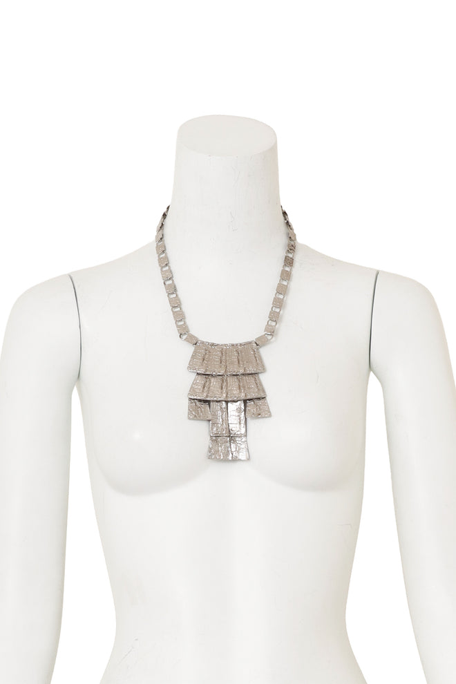 Textured Fringe Plaque Necklace on mannequin @ Recess LA