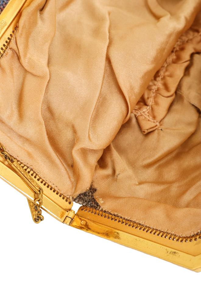 Vintage Whiting & Davis  Diamond Floral Mesh Bag corner wear @ Recess LA