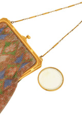 Vintage Whiting & Davis  Diamond Floral Mesh Bag corner with mirror @ Recess LA