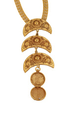 Ornate Crescent Drop Locket Necklace by Goldette locket open