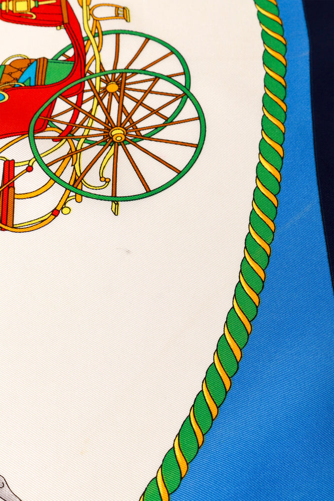 Horse and Carriage Tassel Radial Print Silk Scarf Stain 3 @ Recess LA