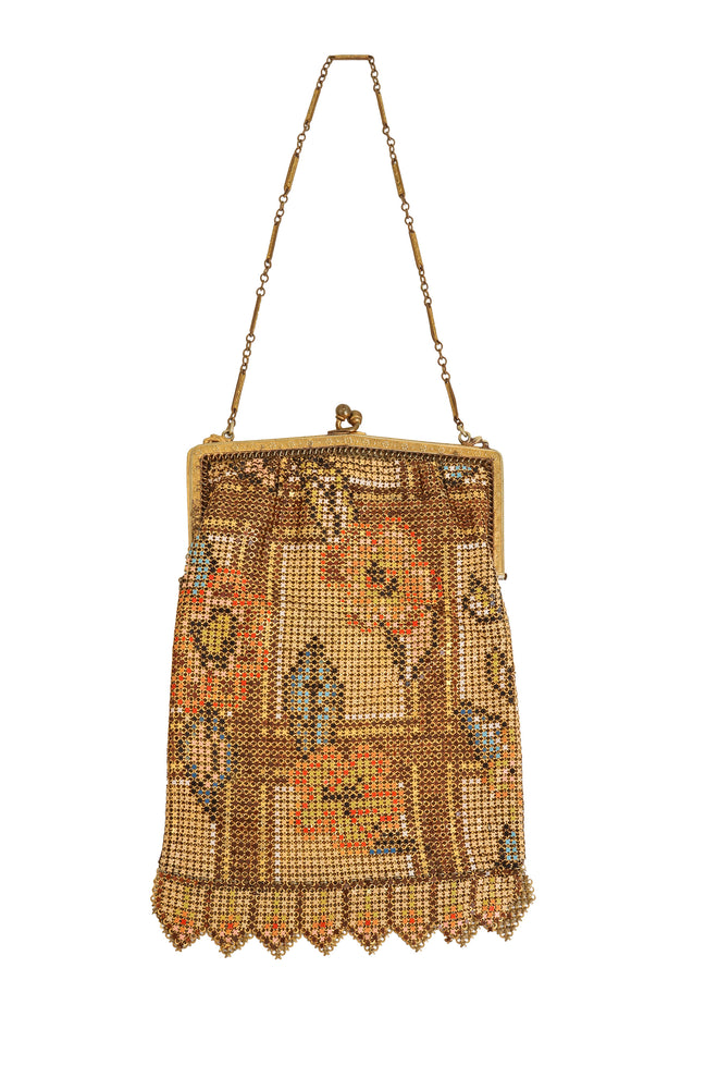 Vintage Whiting & Davis Plaid Floral Mesh Bag @ Recess LA