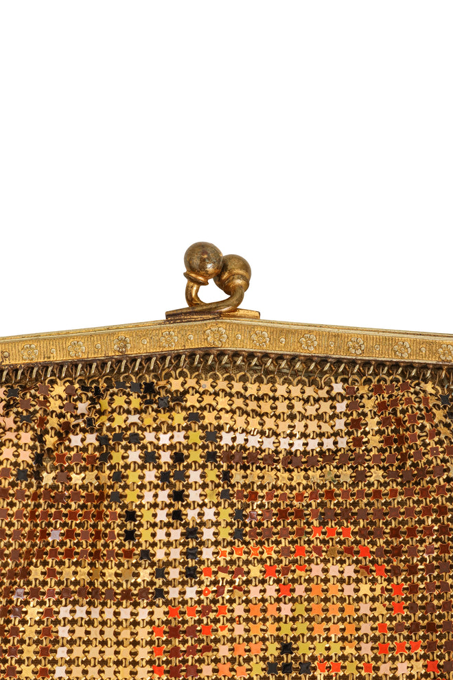 Vintage Whiting & Davis Plaid Floral Mesh Bag clasp @ Recess LA