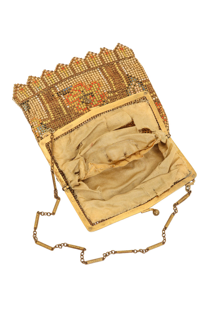 Vintage Whiting & Davis Plaid Floral Mesh Bag inside @ Recess LA
