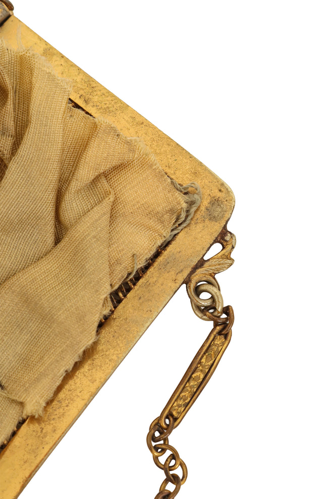 Vintage Whiting & Davis Plaid Floral Mesh Bag inside wear @ Recess LA