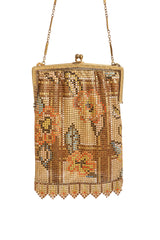 Vintage Whiting & Davis Plaid Floral Mesh Bag close @ Recess LA