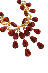 Carved Amber Resin Bib Necklace close @ Recess LA