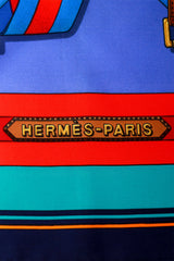 Large silk multi-color belt print scarf by Hermés logo signature @ Recess LA