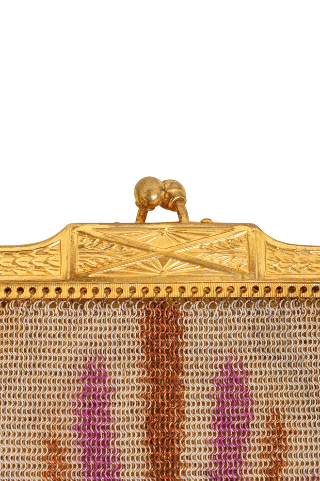 Vintage Whiting & Davis Gold Frame Heart Mini Mesh Bag clasp @ Recess LA