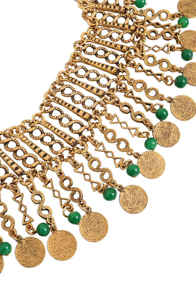 Moroccan Coin Fringe Necklace close @ Recess LA